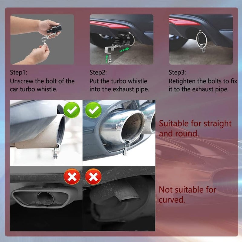 deemars Car Turbo Whistle, Aluminum Alloy Universal Turbo Whistle, L Size Aluminum Alloy Universal Turbo Sound Exhaust Muffler Pipe Whistle Car Roar Maker（L-Black） - Image 4